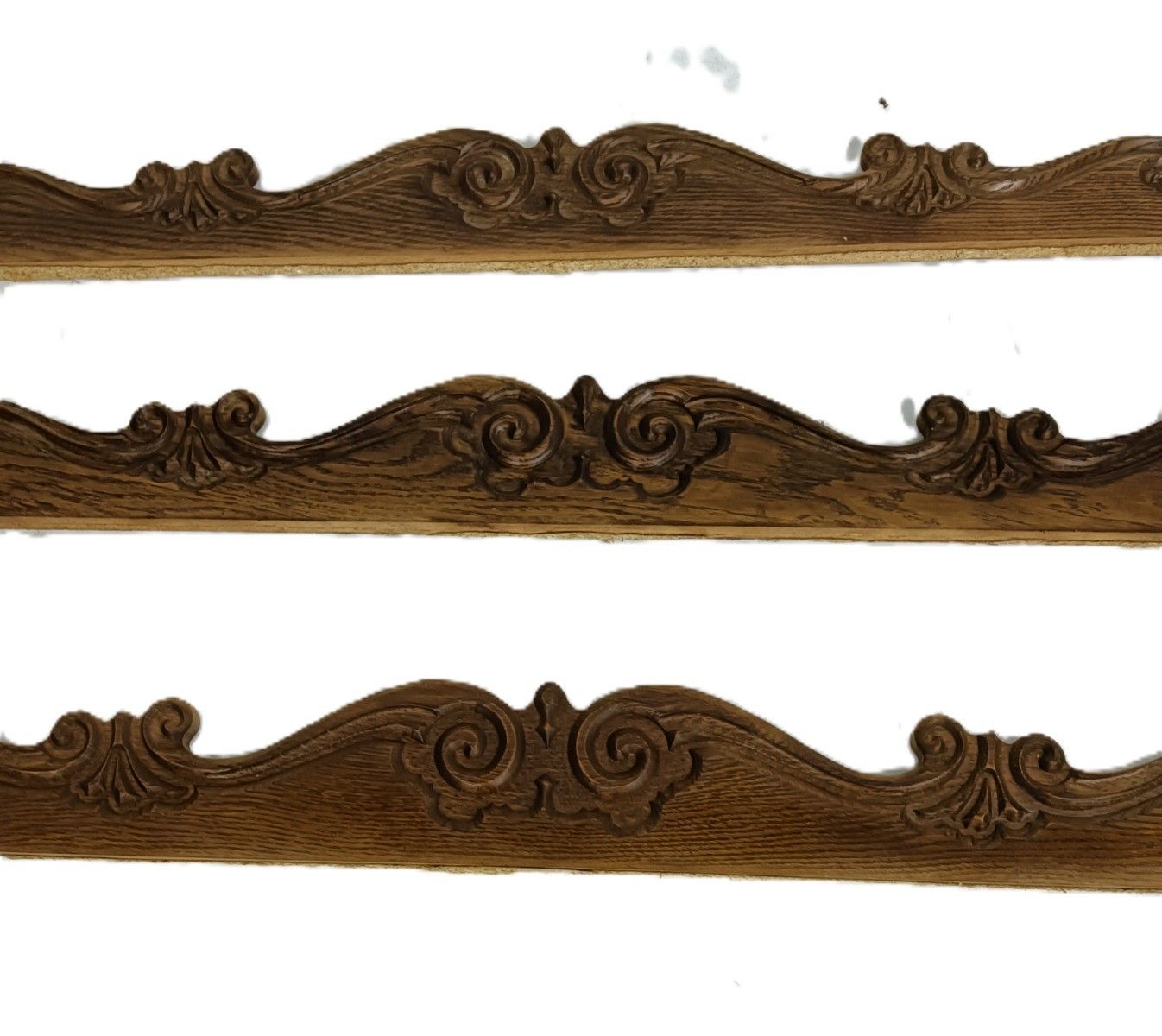 Set Of 3 Antique Carved Wooden Pediments Over Door Trims Reclaimed Architectural photo for sale