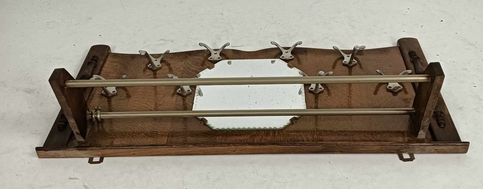 Vintage Wall Coat Rack Shelf Mid Century Modern Railroad Industrial Wood Pop Art photo buy
