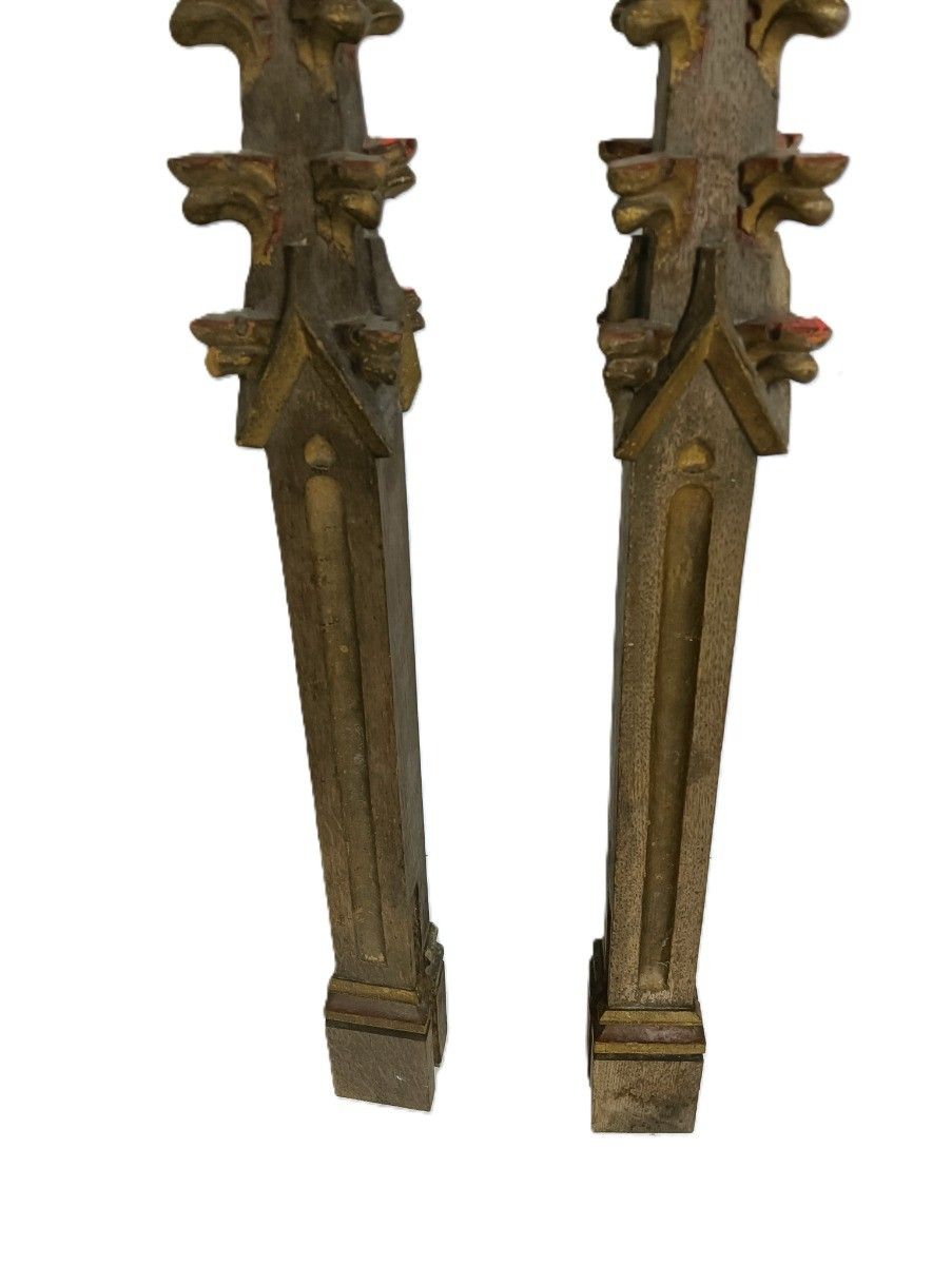 Neo Gothic 2 Large  Reclaimed Carved Wood Large Spindles Balusters Trim Posts Pi photo vintage
