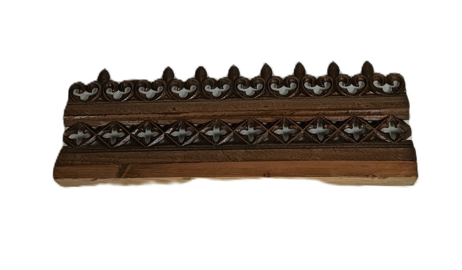 Antique Gothic Carved Wood French Trim Pediment Fleur De Lis Gorgeous