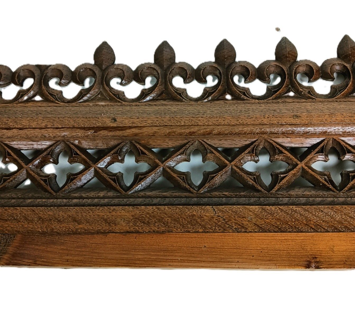 Antique Gothic Carved Wood French Trim Pediment Fleur De Lis Gorgeous photo furniture