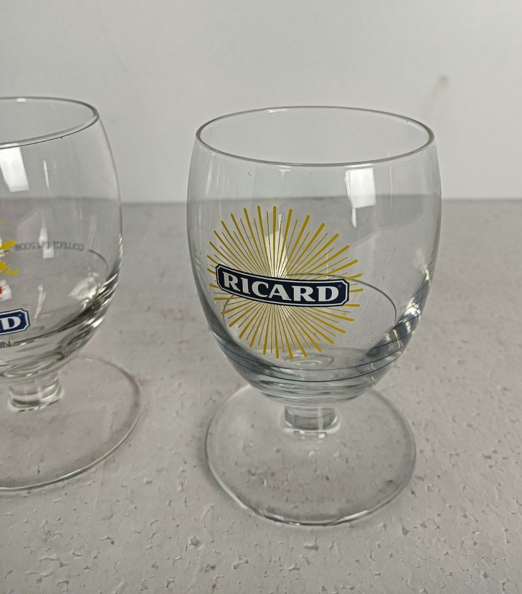 Collection Of 3 Different French Ricard Glasses Pastis Apero France Collector photo furniture