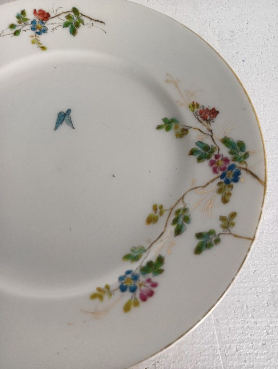 Set Of 6 Victorian Antique 19th Century Dinner Plates Hand Painted Flowers Butte photo furniture