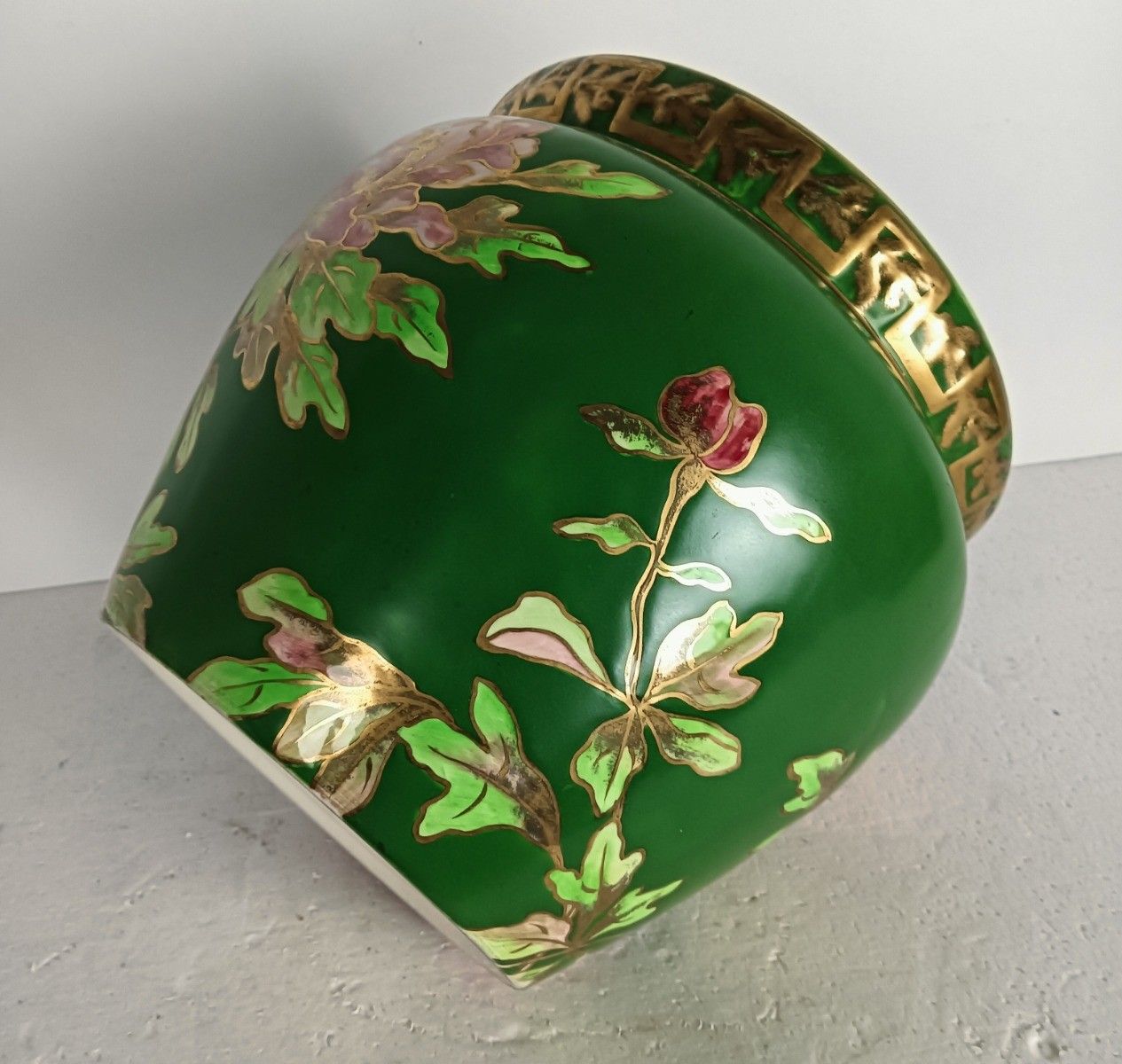 Antique Cachepot Planter Faience France Creil Et Montereau Floral Design photo buy