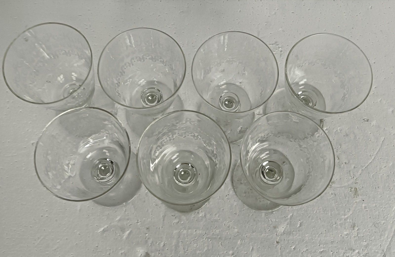 Set Of 7  Wine Glasses Goblet Hock  Etched  Glass Antique  Stylish photo Home Decor