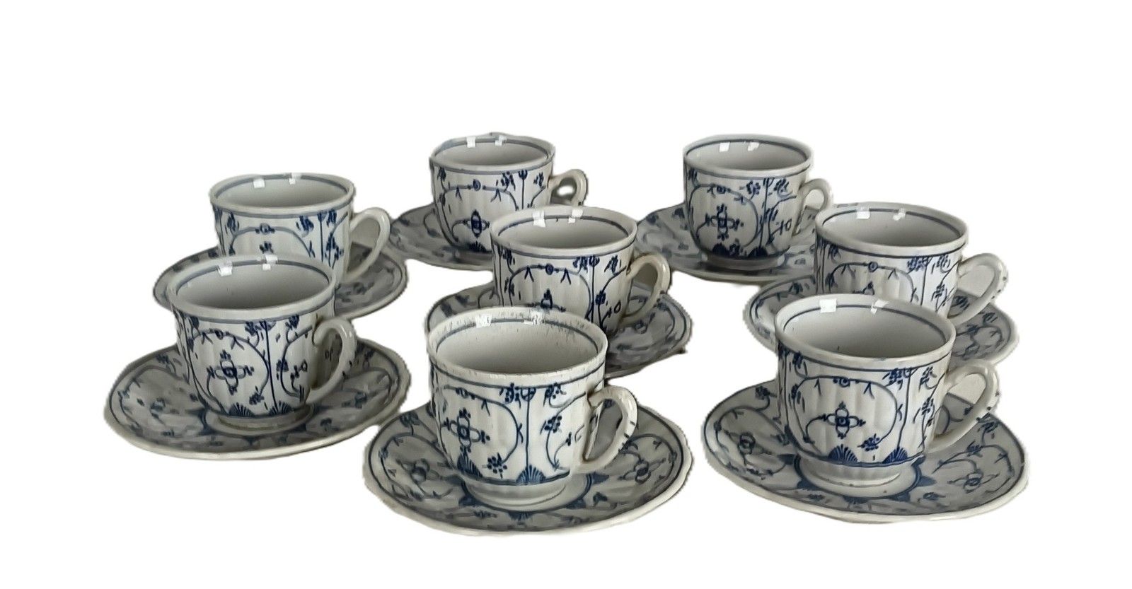 Set Of 8  Cups And Saucers Antique Marked Boch Copenhague, Kopenhagen 16 Pieces