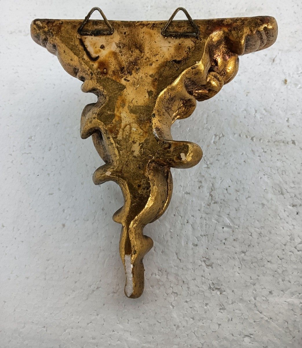 Ornate Wall Mounted Small Console Mirror Hollywood Regency Gold Gilded Plaster O photo Home Decor