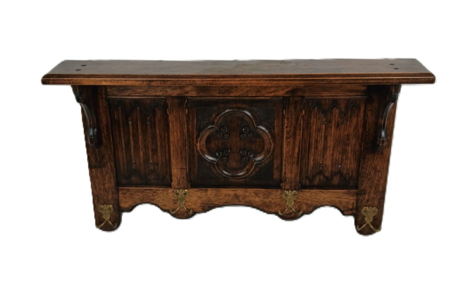 Vintage Large Coat Rack Gothic Style Carved Ornate Wood Gorgeous photo vinterior