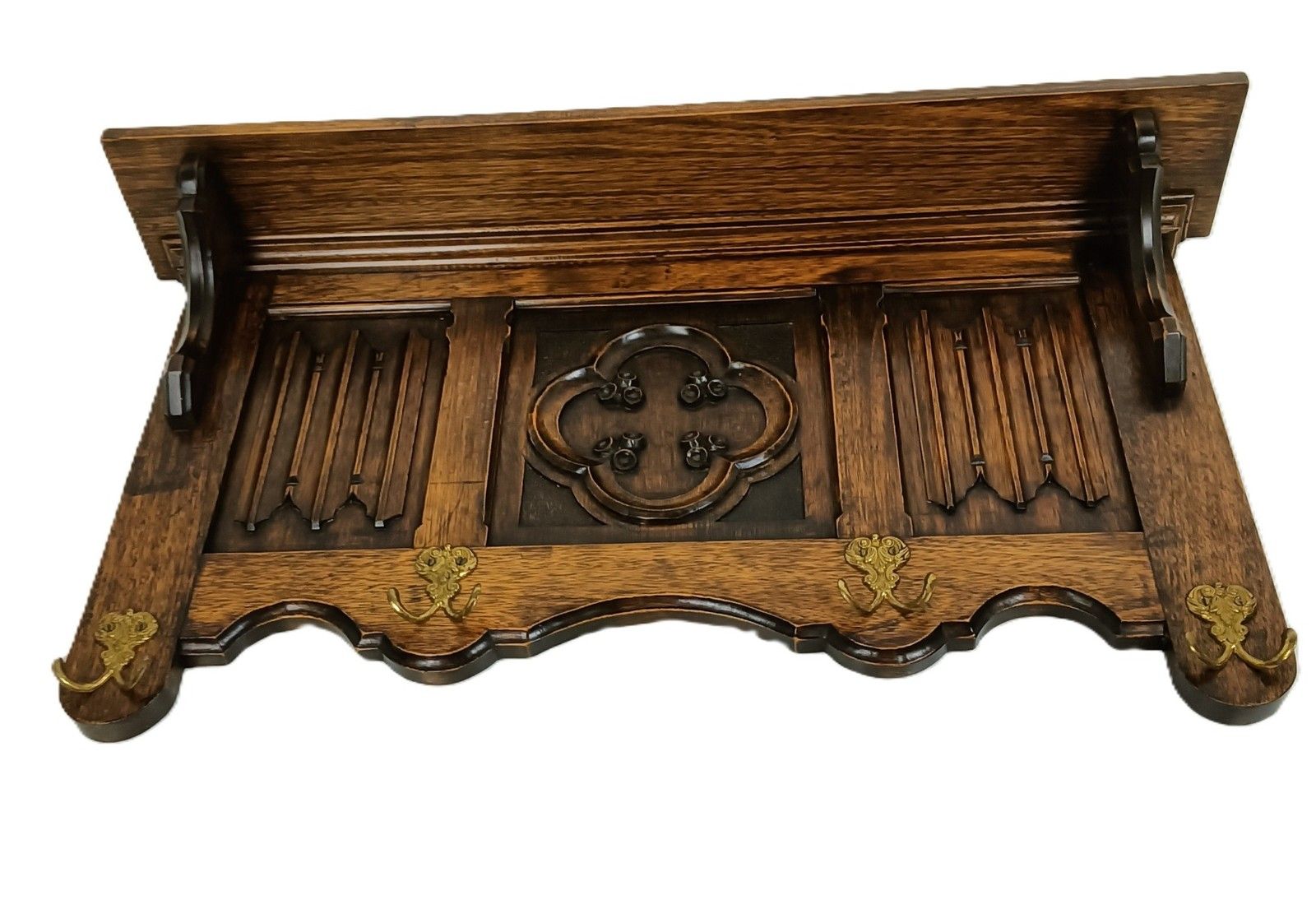 photo furniture Vintage Large Coat Rack Gothic Style Carved Ornate Wood Gorgeous