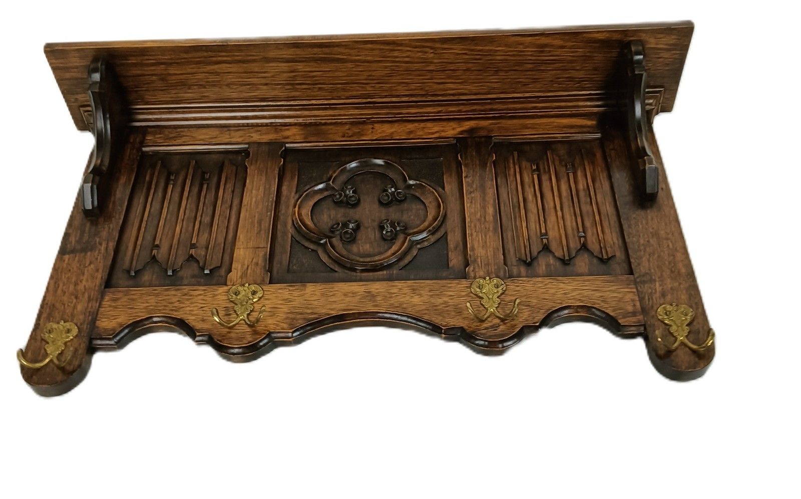 Furniture Vintage Large Coat Rack Gothic Style Carved Ornate Wood Gorgeous photo