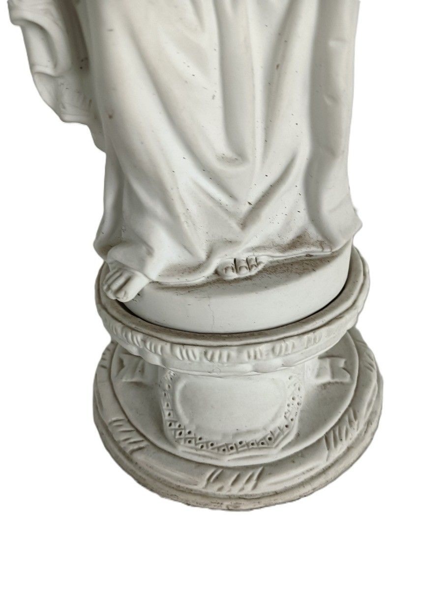 French Antique 1900 Bisque Statue Virgin Mary Our Lady Infant Jesus Exquisite Po photo 449.0