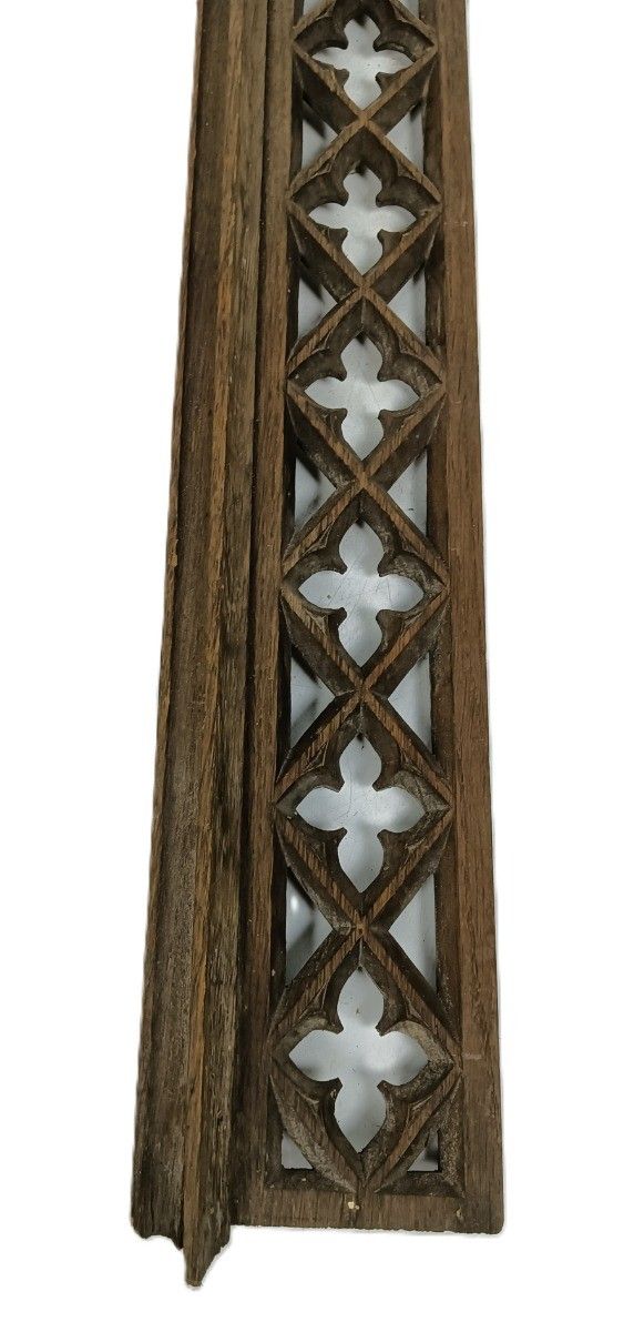 Gothic Slat Pediment Over Door Antique Carved Wood Reclaimed Architectural photo for sale
