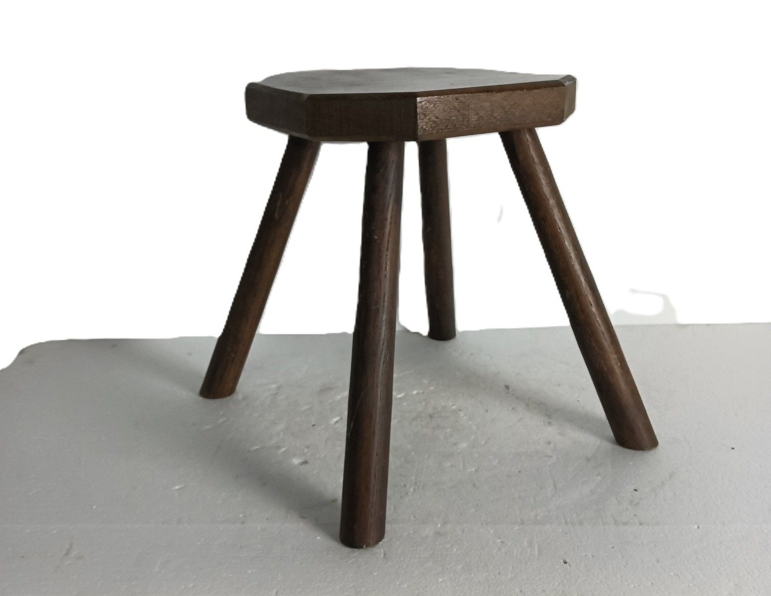 Antique Carved Wooden Milking Stool Plant Stand Pedestal Side Table Barn Style photo vinterior