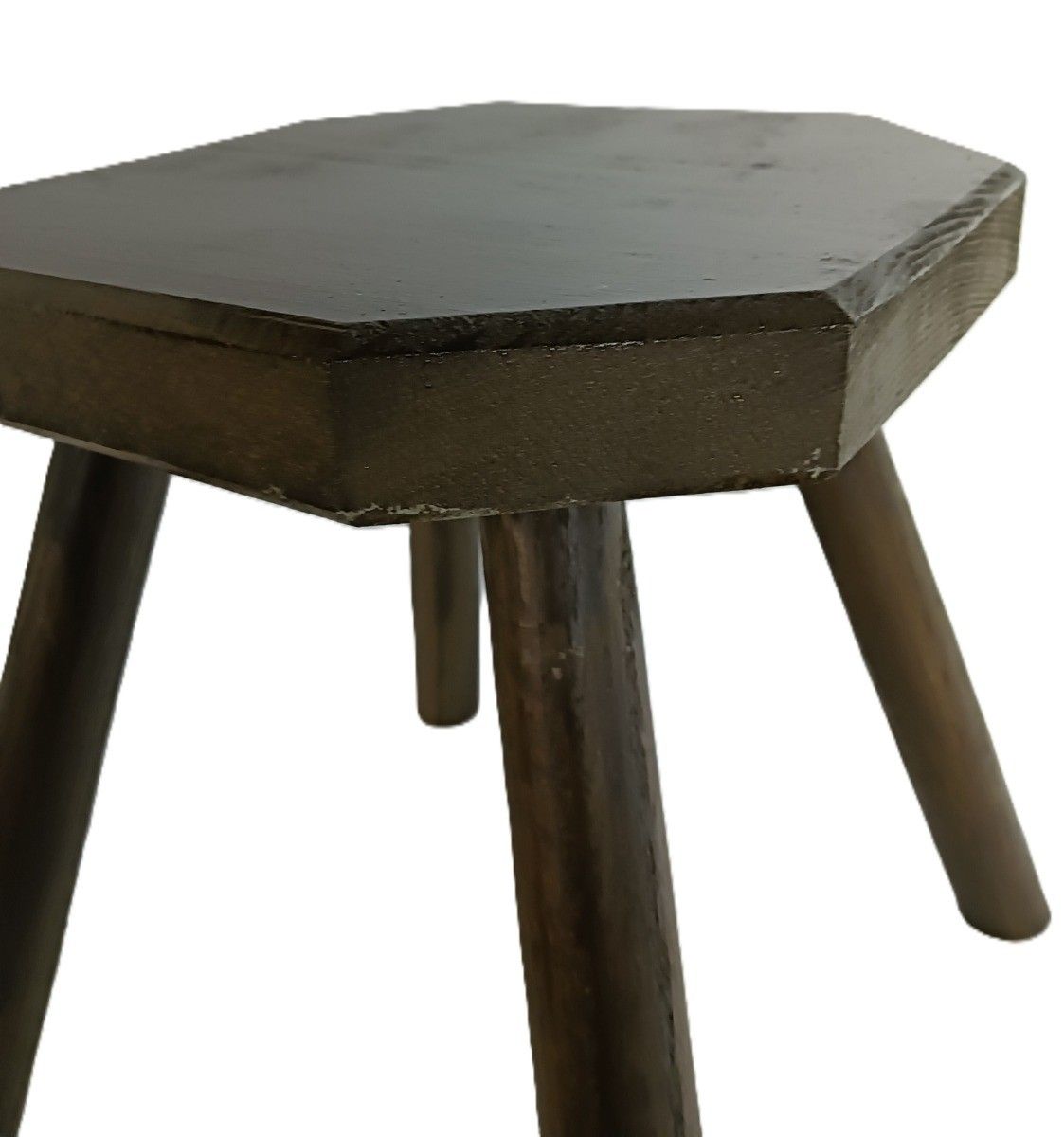 Antique Carved Wooden Milking Stool Plant Stand Pedestal Side Table Barn Style photo buy