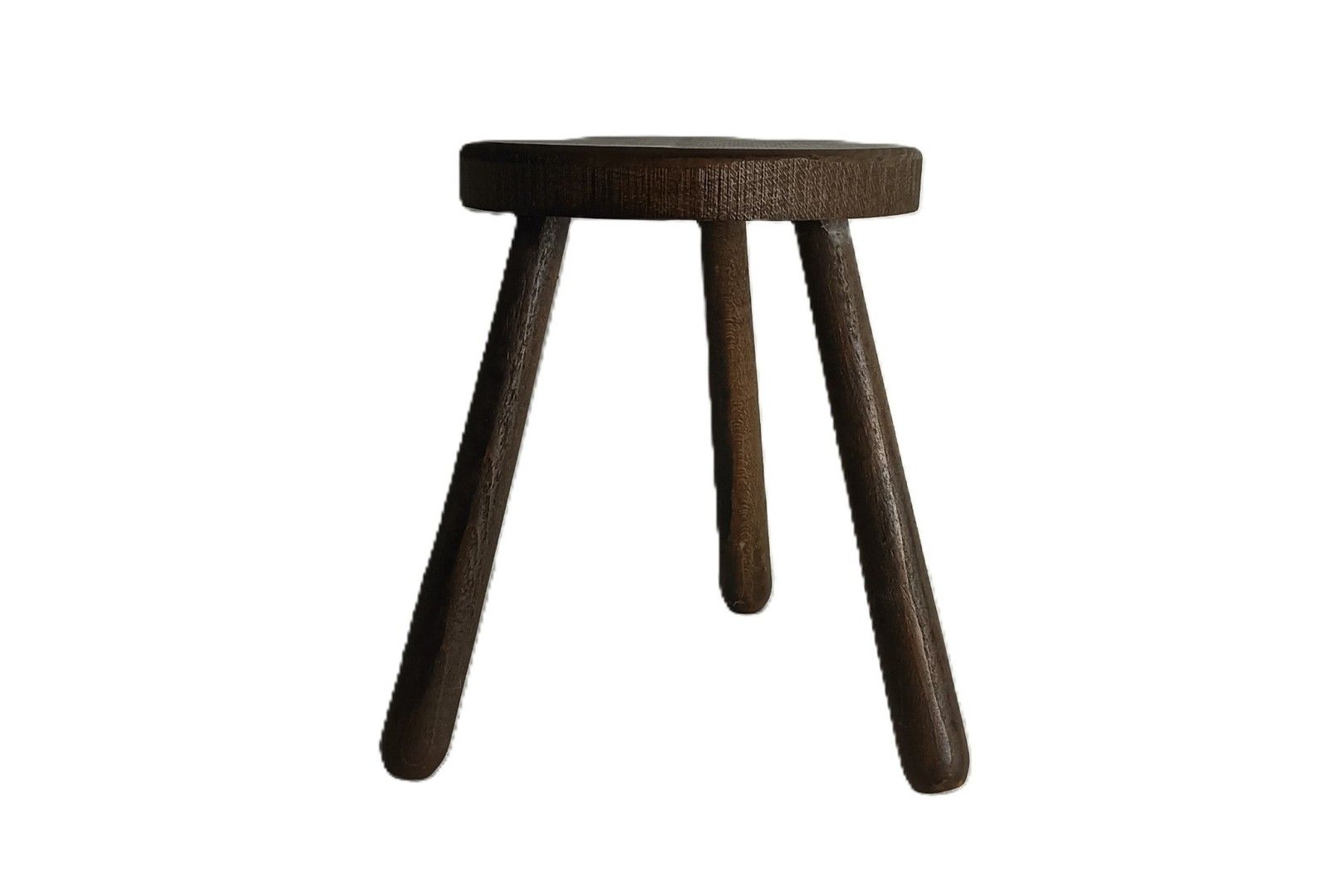Antique Carved Wooden Tripod Milking Stool Plant Stand Pedestal Side Table Barn