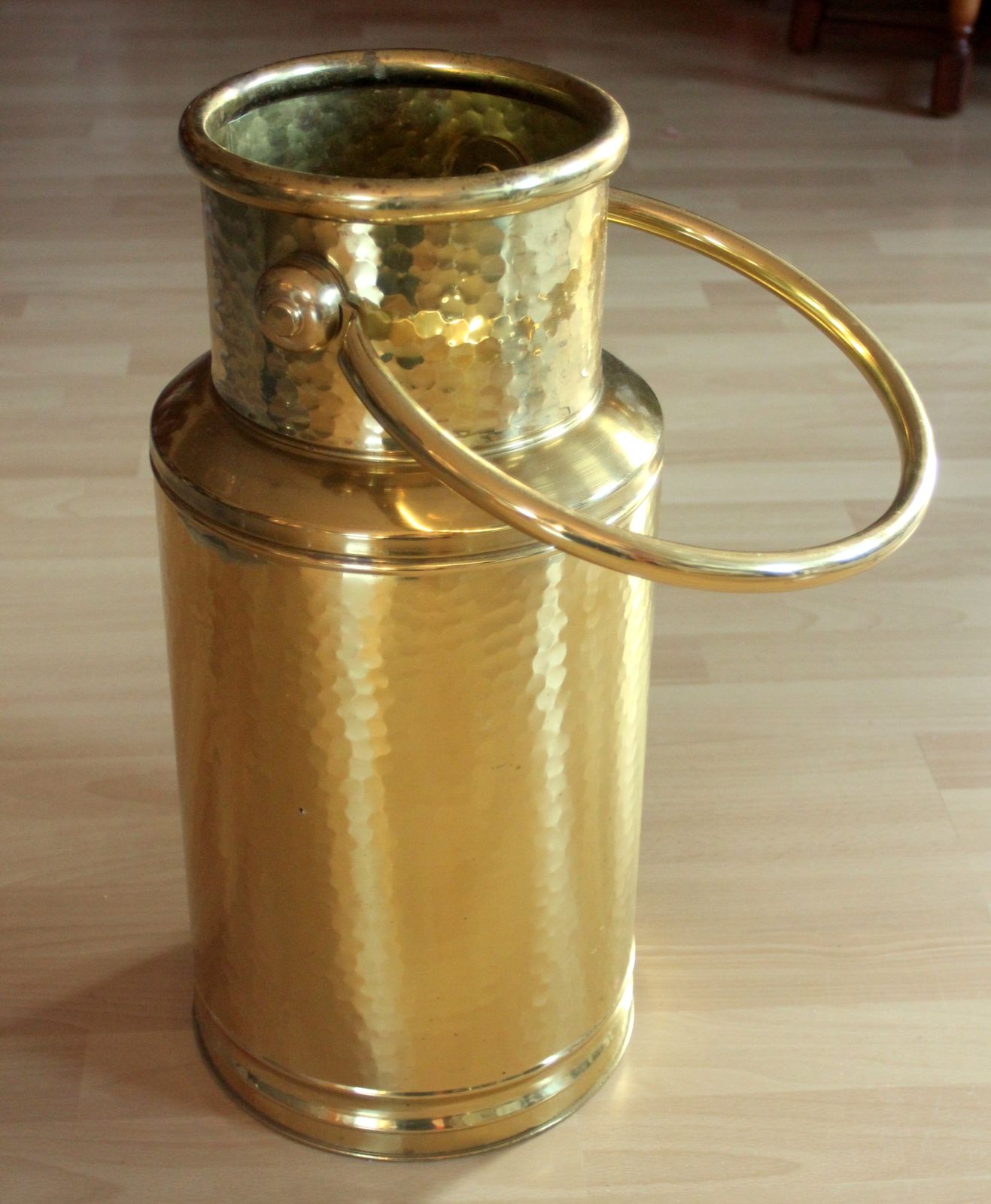 Brass Umbrella Stand In The Shape Of A Milk Can   Vintage From The 70s photo furniture