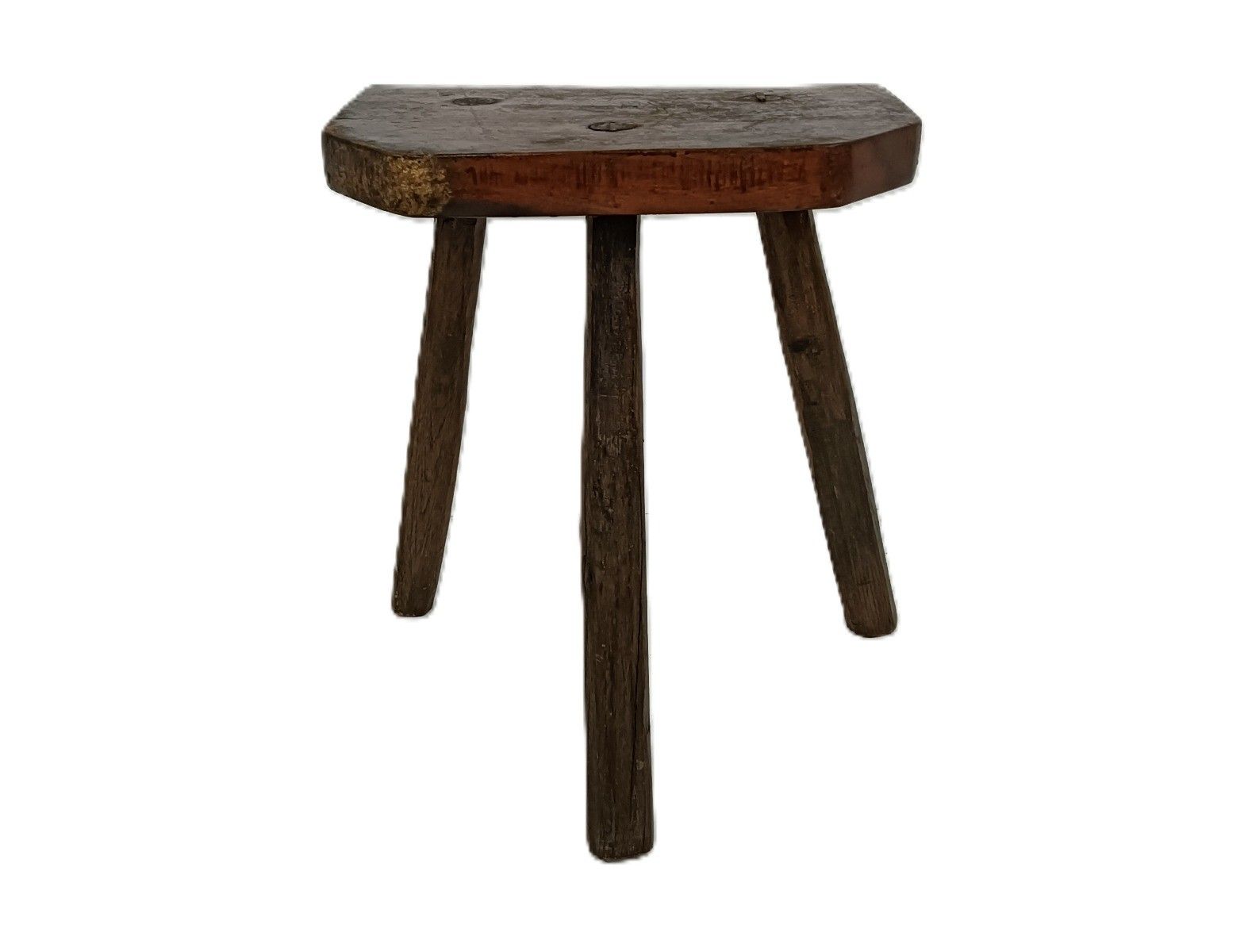 Antique Carved Wooden Milking Stool Plant Stand Pedestal Side Table Barn Style T