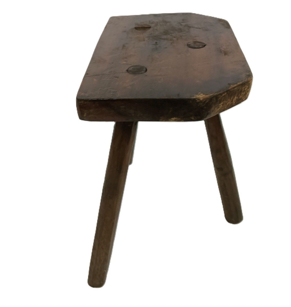 Antique Carved Wooden Milking Stool Plant Stand Pedestal Side Table Barn Style T photo for sale