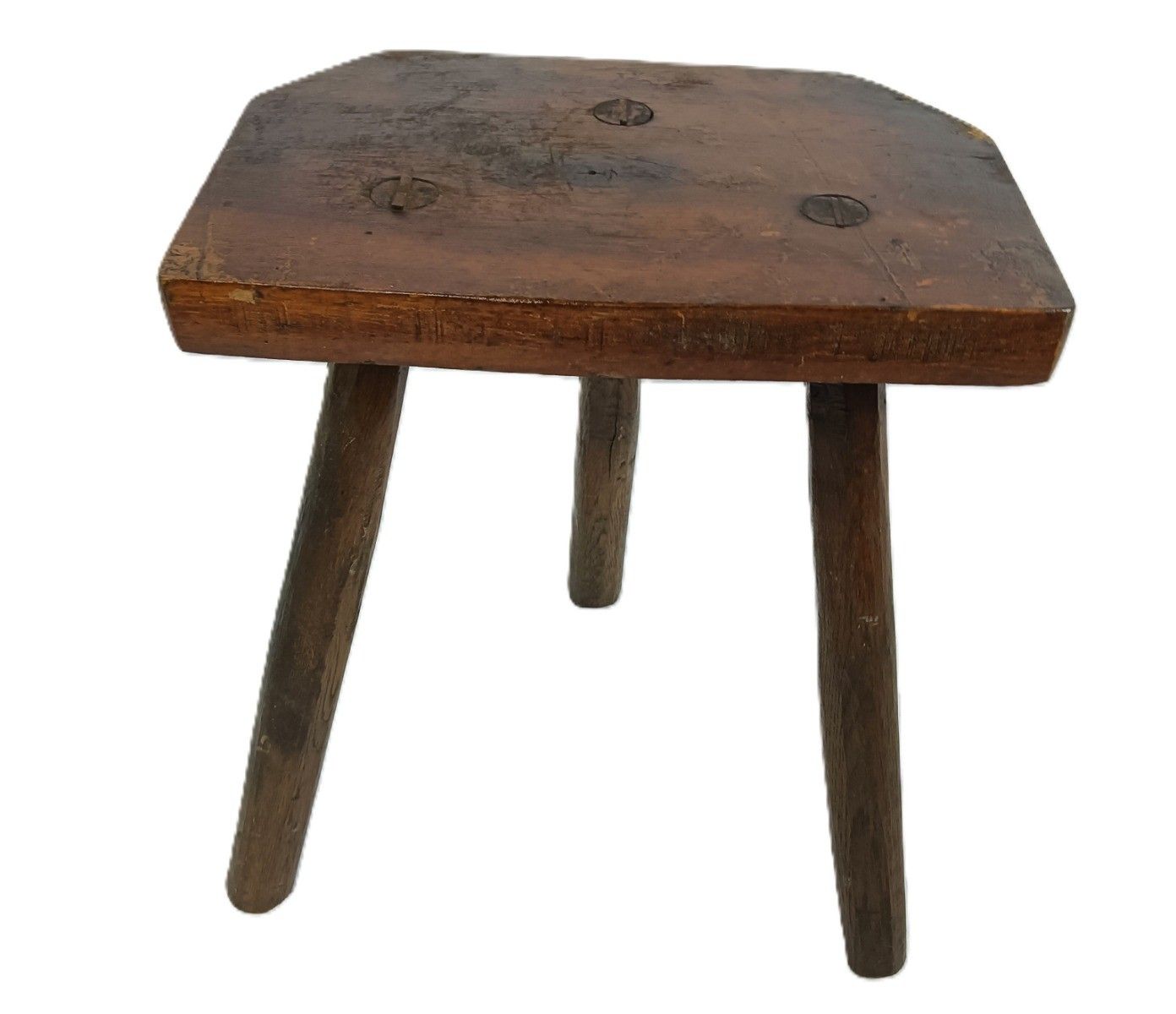 Antique Carved Wooden Milking Stool Plant Stand Pedestal Side Table Barn Style T photo Furniture