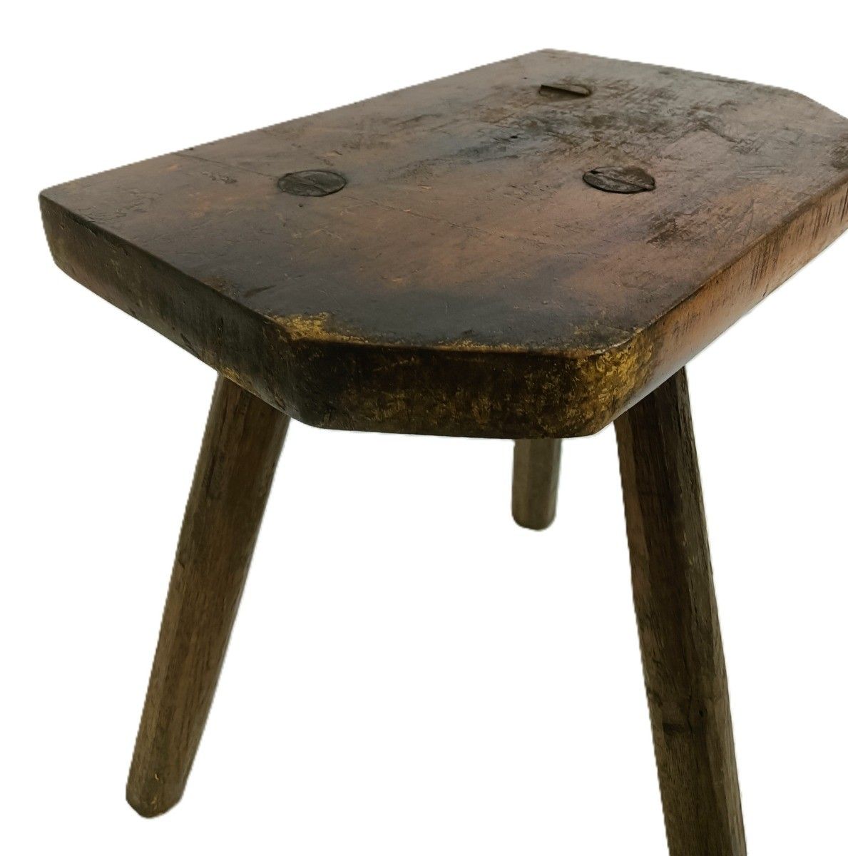 Antique Carved Wooden Milking Stool Plant Stand Pedestal Side Table Barn Style T photo vintage