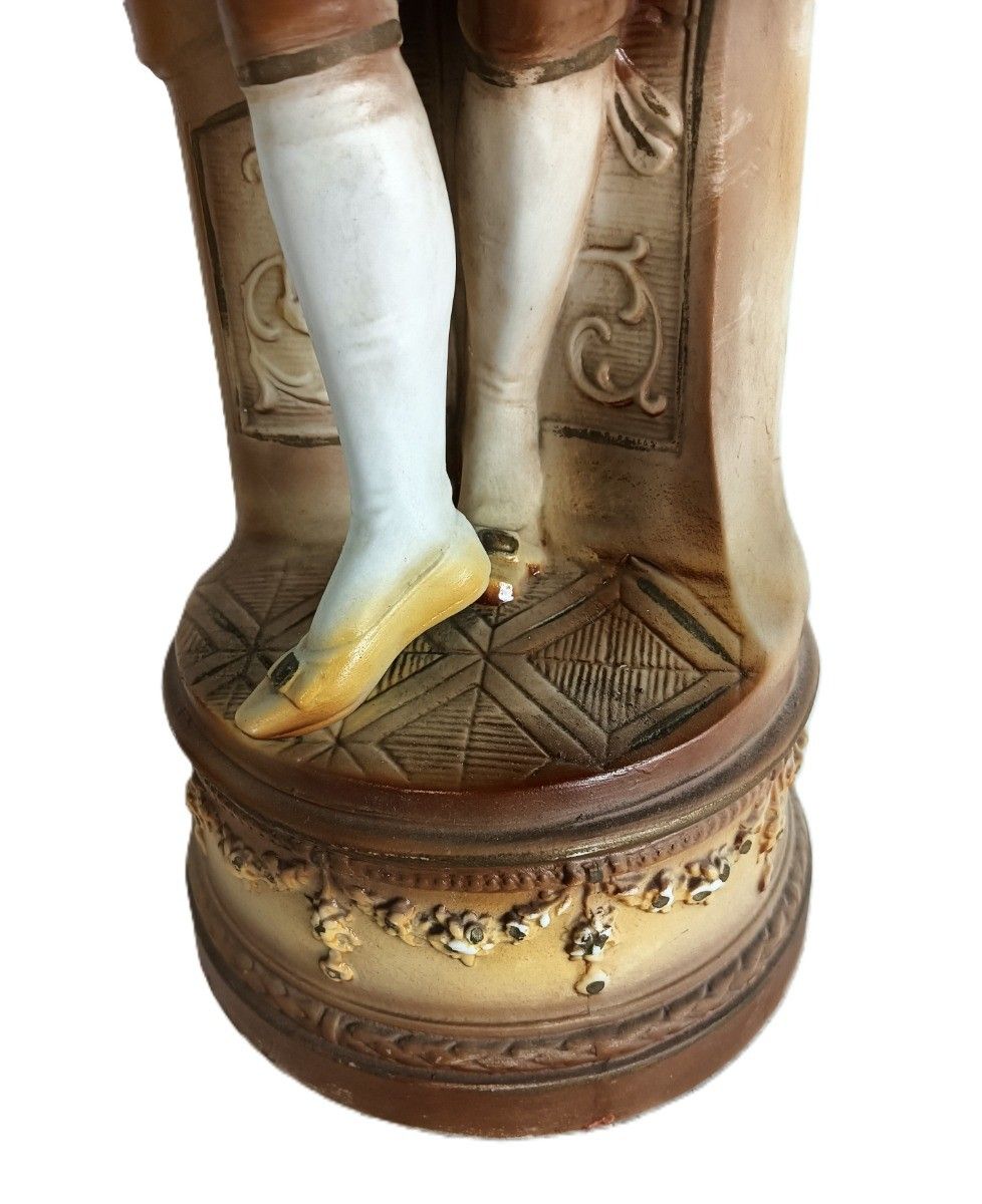 Two Statue Figurines Man Lady  Porcelain Hand Painted Porcelain Art Deco photo buy