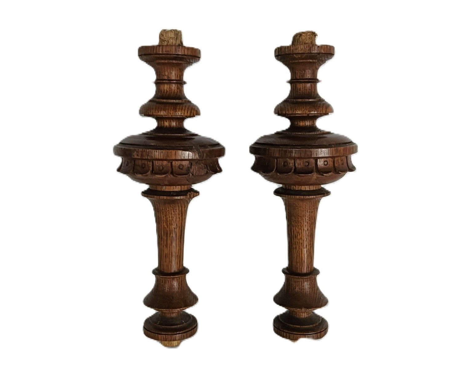 Set Of 2 Reclaimed Carved Wood Large Spindles Balusters Trim Posts Pillars Salva