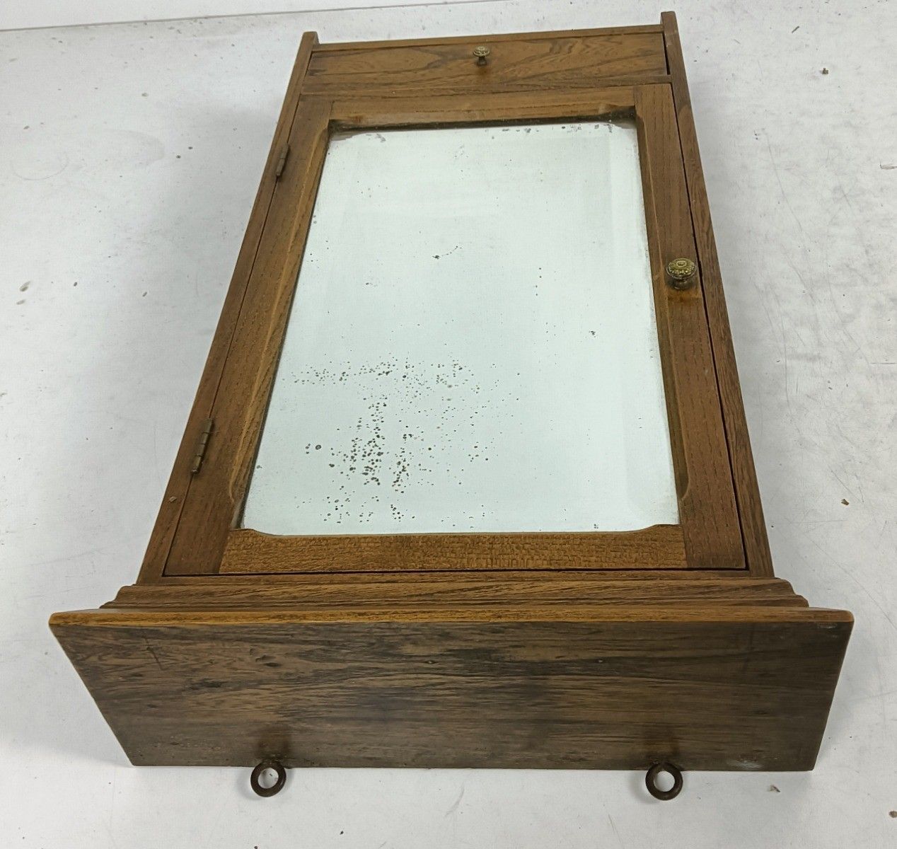 Antique Medicine Apothecary Pharmacy Hanging Cabinet With Letter Box Wood  Bevel photo vinterior