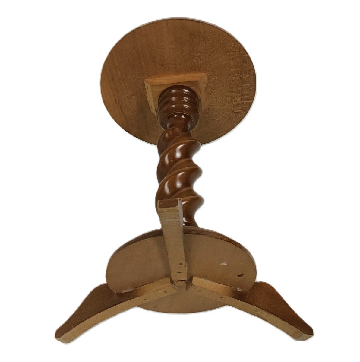 Vintage Barley Twist Carved Wood Pedestal Tripod Legs, Side Table Plant Stand Ba photo 221.0