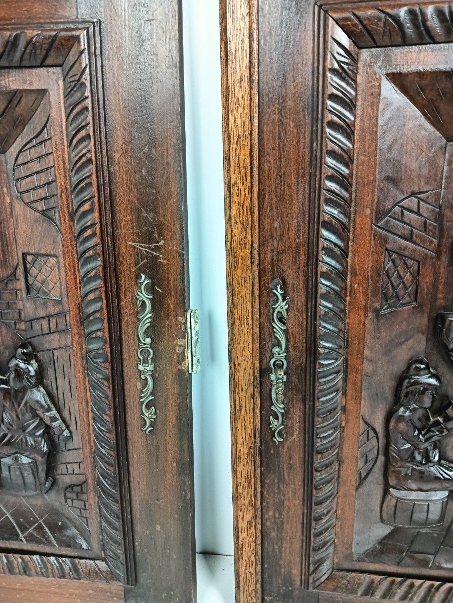 Antique  Couple Of Hand Carved  Wooden Door Panels  Reclaimed Architectural Bar photo 359.0