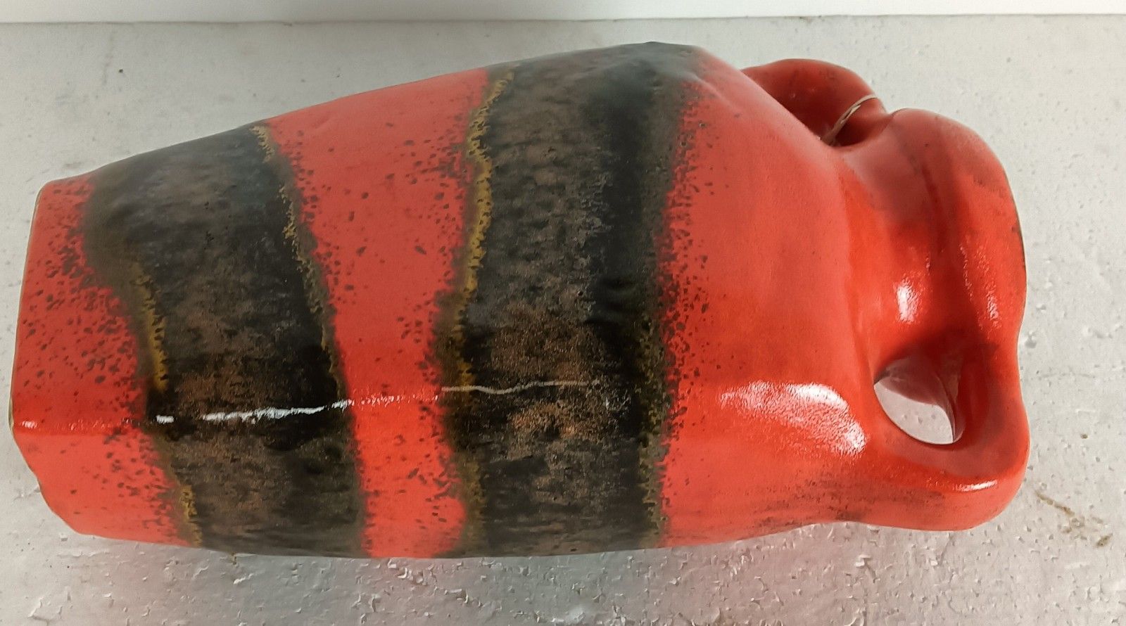 Kurt Tschörner Mid Century Ruscha Rasma Orange Glazed Art Pottery Vase Fat Lava photo vintage