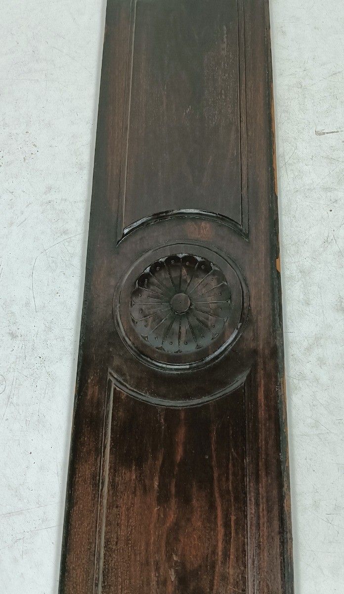 Pair Antique Ornate Carved Wooden Planks Pediment Trims Reclaimed Architectural photo 179.0