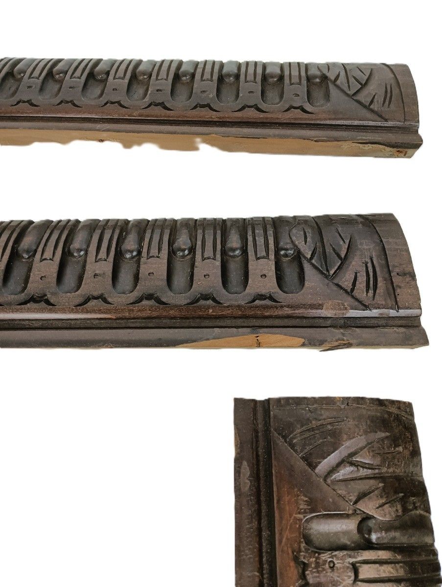 Set Of 4 Trims Corbels Pediments Boards Slats Carved Wood Reclaimed Antique Salv photo for sale
