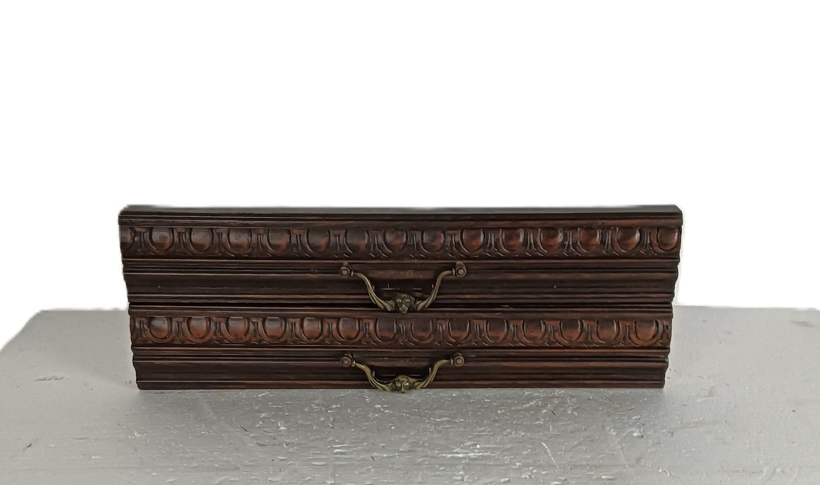 Pair Front Of Drawers  Trims Pediments Boards Ornate Carved Wood Antique Reclaim photo for sale