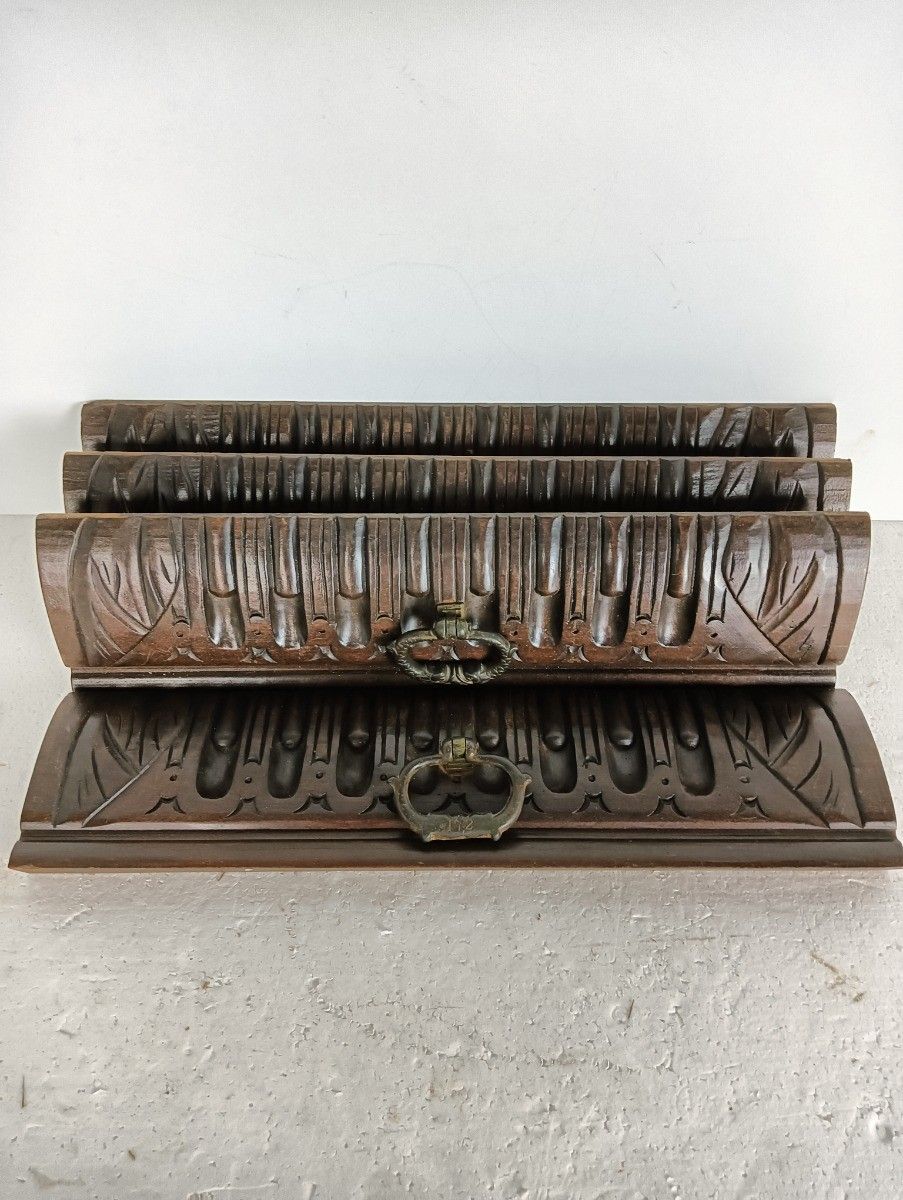 Set Of 4 Front Of Drawers  Trims Pediments Boards Ornate Carved Wood Antique Rec photo vinterior