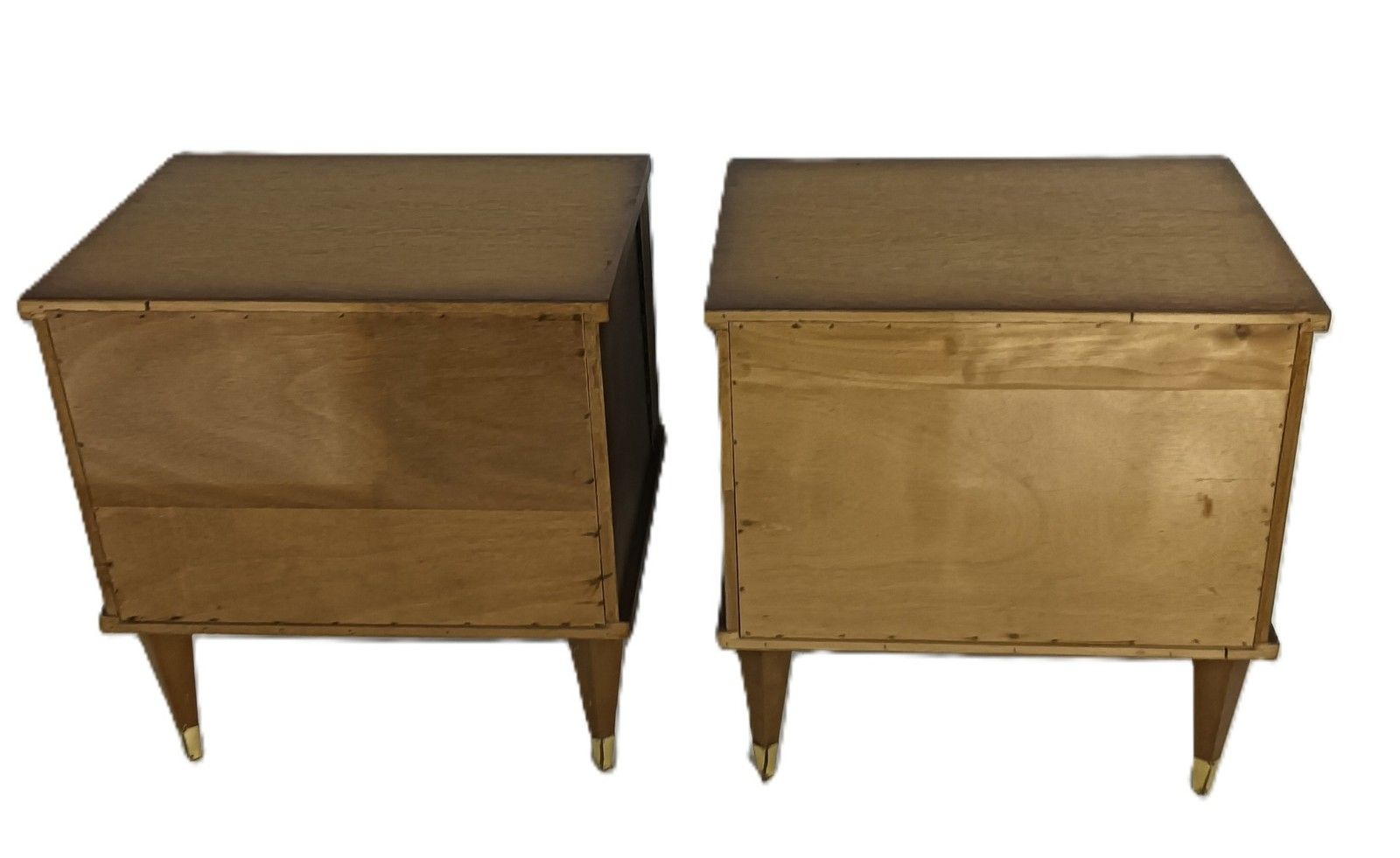 Couple Of Antique Wooden Nightstands End Tables Bedroom Cabinets Brass Trims photo vintage