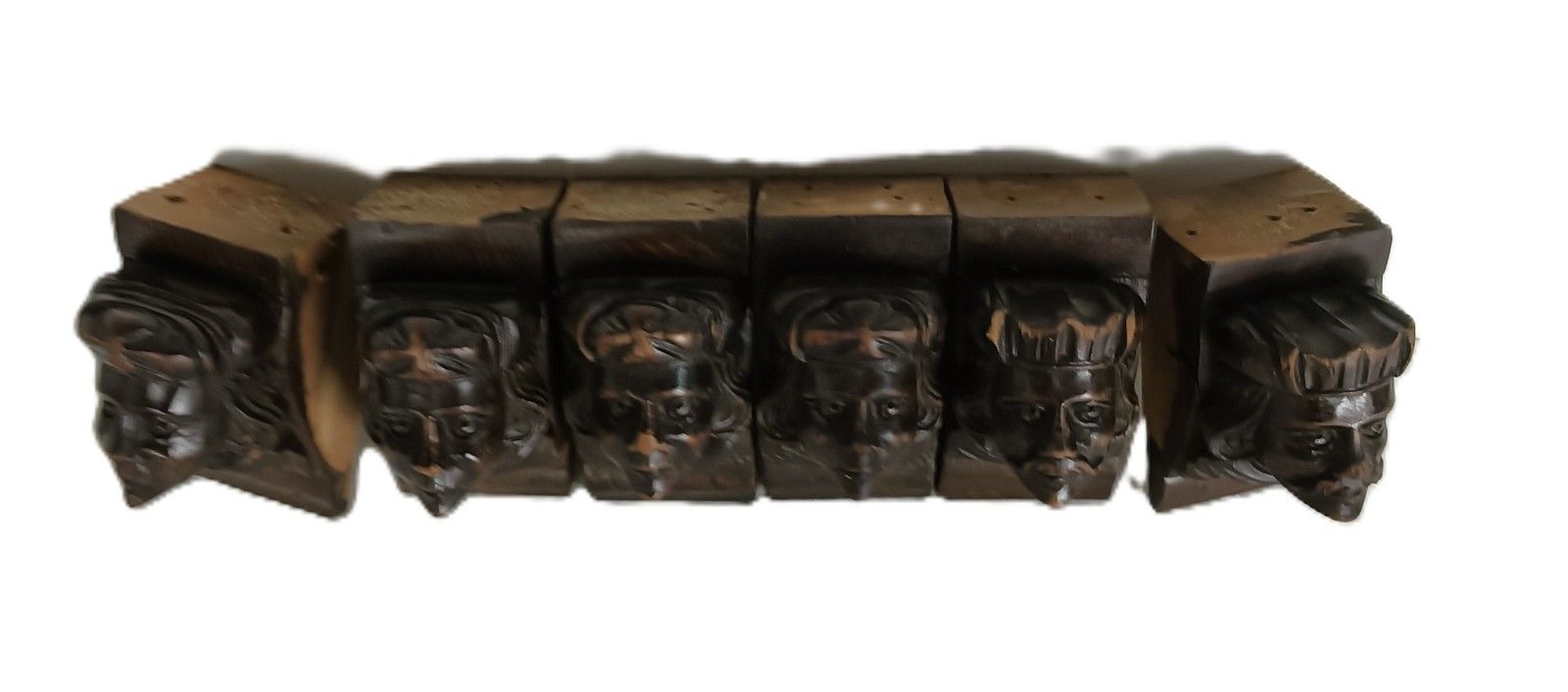 Antique Set Of 6  Corbels Hand Carved Wood Architectural Reclaimed Figurine Head