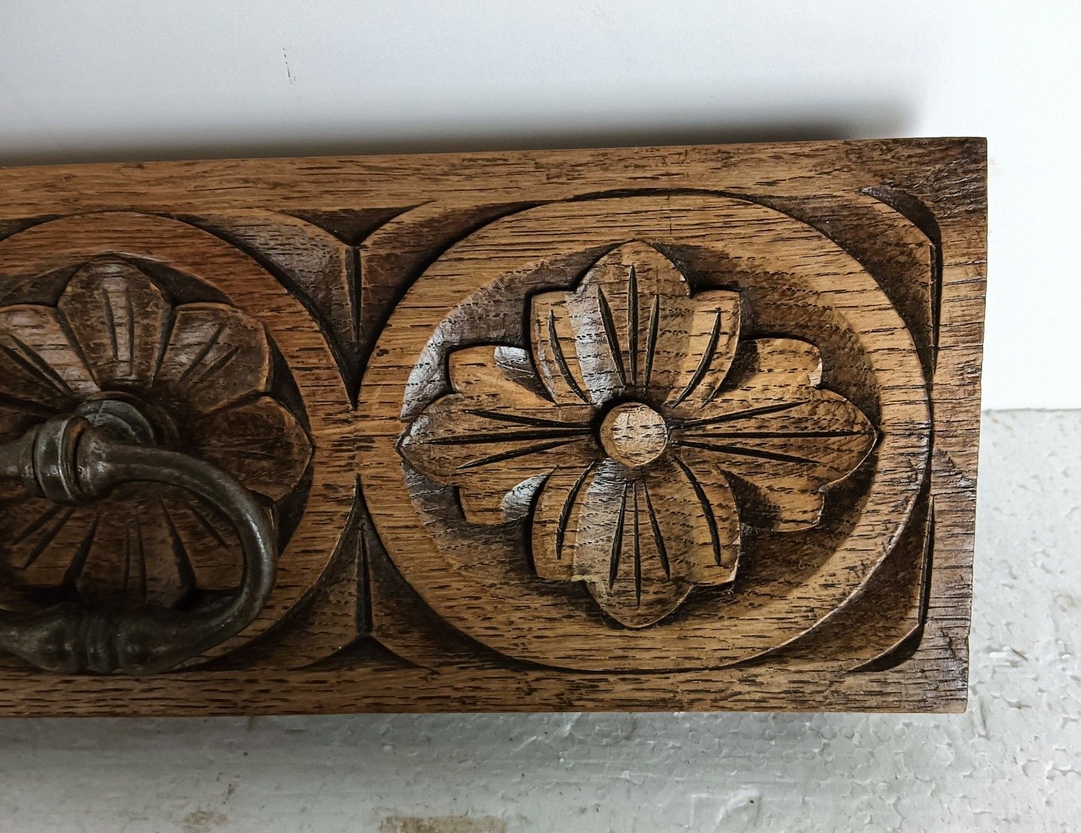 Pair Front Of Drawers Trims Pediments  Ornate Carved Wood Antique Reclaimed Arch photo 144.0