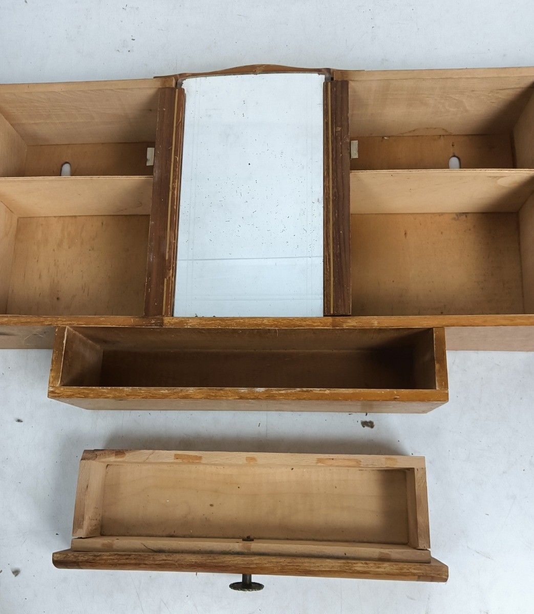 Art Deco Antique Double Medicine Wall Cabinet Apothecary Shaving Cabinet Rockabi photo vinterior