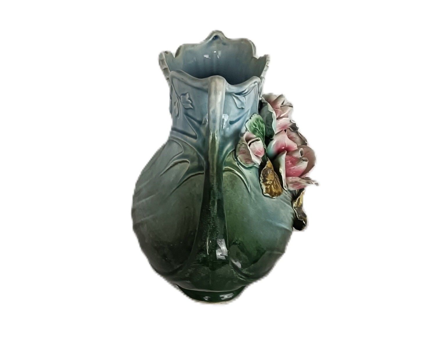 Art Nouveau Planter Cache Pot French Pottery Faience Majolica Flowers Art Deco B photo furniture