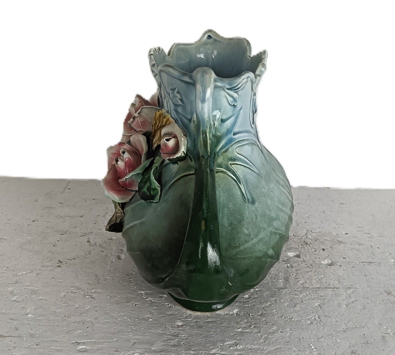 Art Nouveau Planter Cache Pot French Pottery Faience Majolica Flowers Art Deco B photo buy