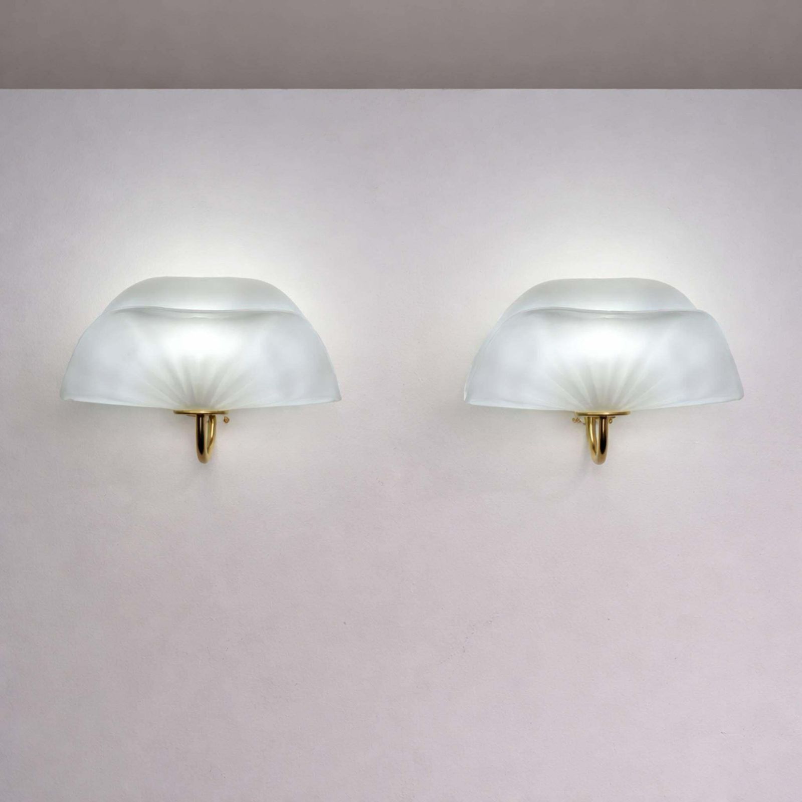 Pair Of Leaf Murano Glass And Brass Wall Lights By Paf Studio, Italy, 1970s photo furniture