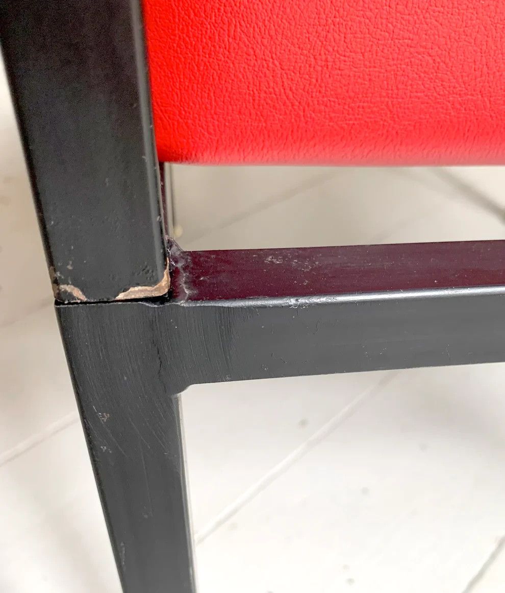 photo buy Mid Century Modern Red Vinyl Cocktail / Lounge Chair, Black Frame, 2 Of 2