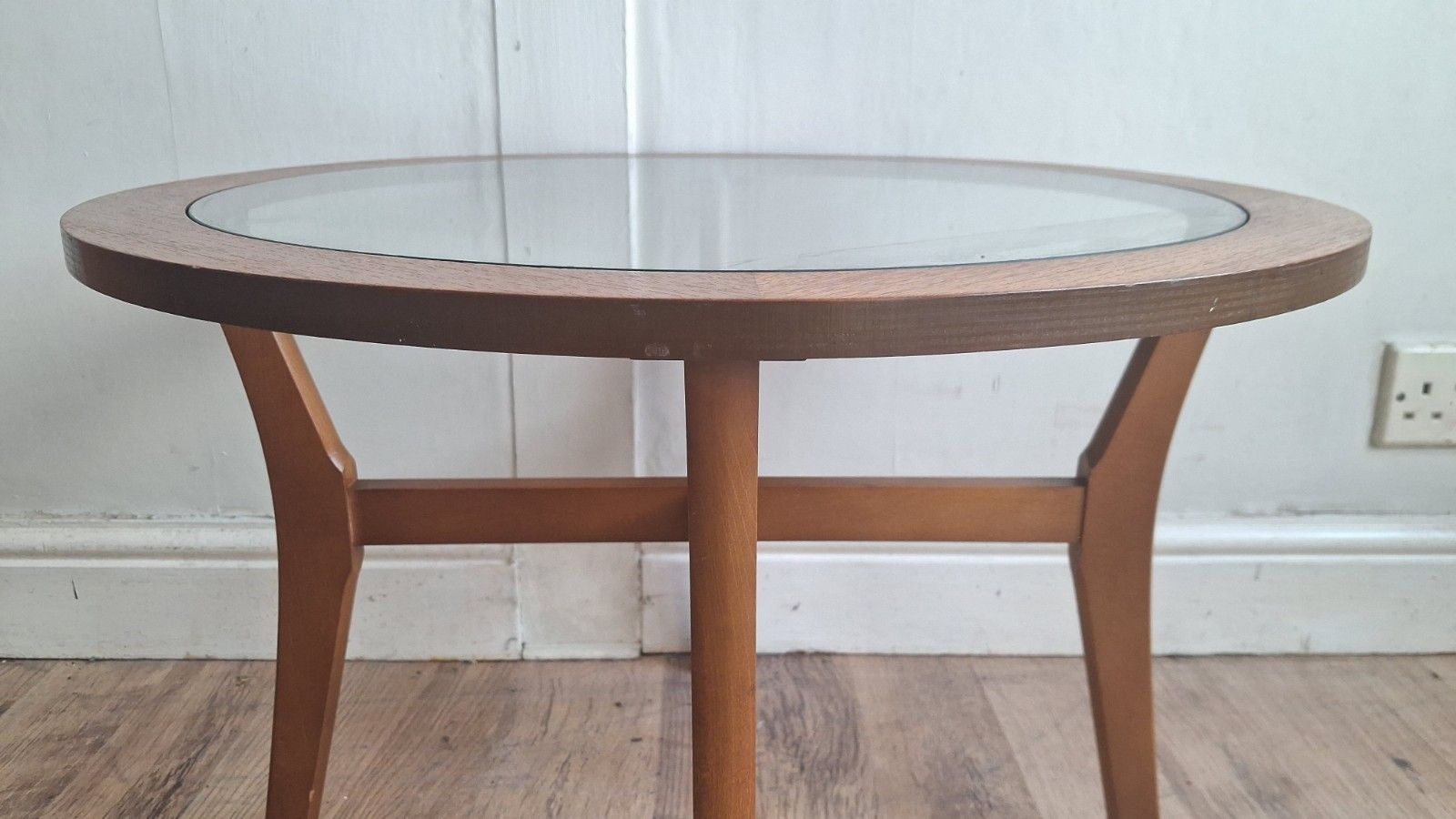 Superb 1970's Stonehill Mid Century  Glass & Teak Drinks/Cocktail/Coffee Table photo vintage