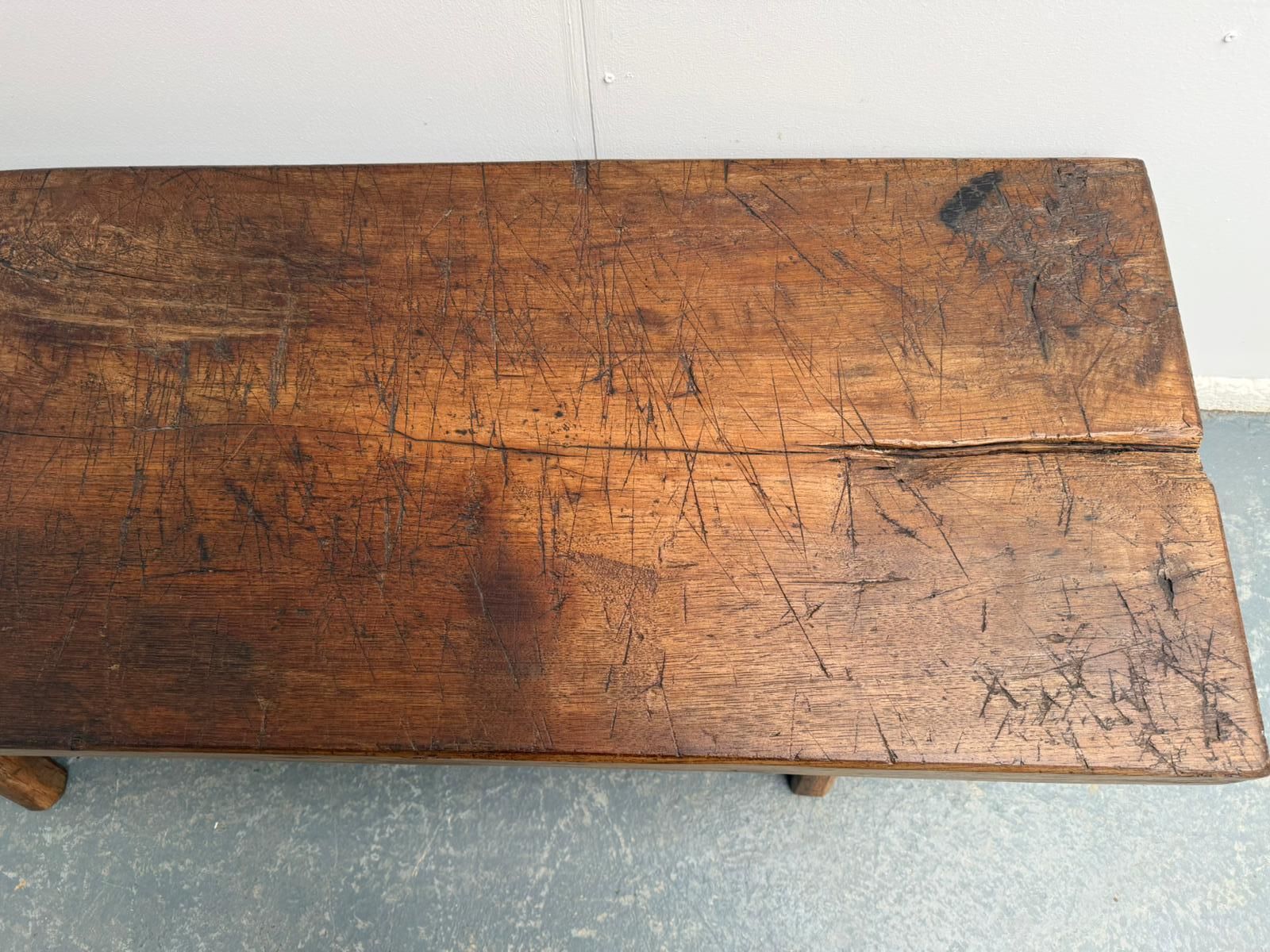A Narrow Hungarian Antique Oak/Hardwood Pig Bench 140cm photo vinterior