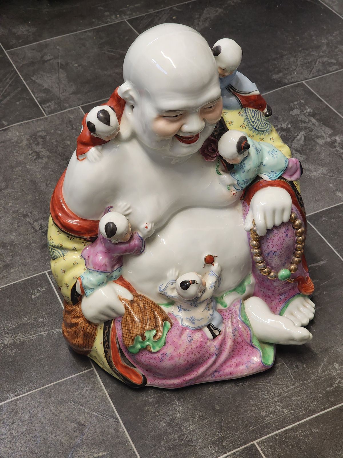 Chinese Famille Rose Porcelain Laughing Buddha photo for sale