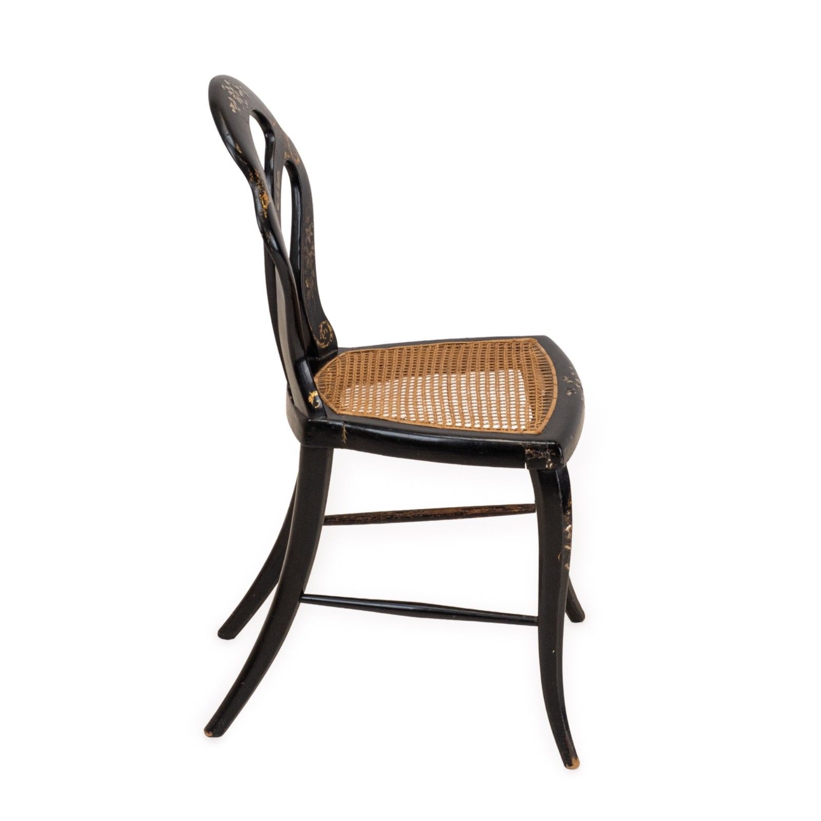 295.0 Japanned Chinoiserie Chair, Papier Mâché, Mother Of Pearl, Regency Taste, C.19th photo