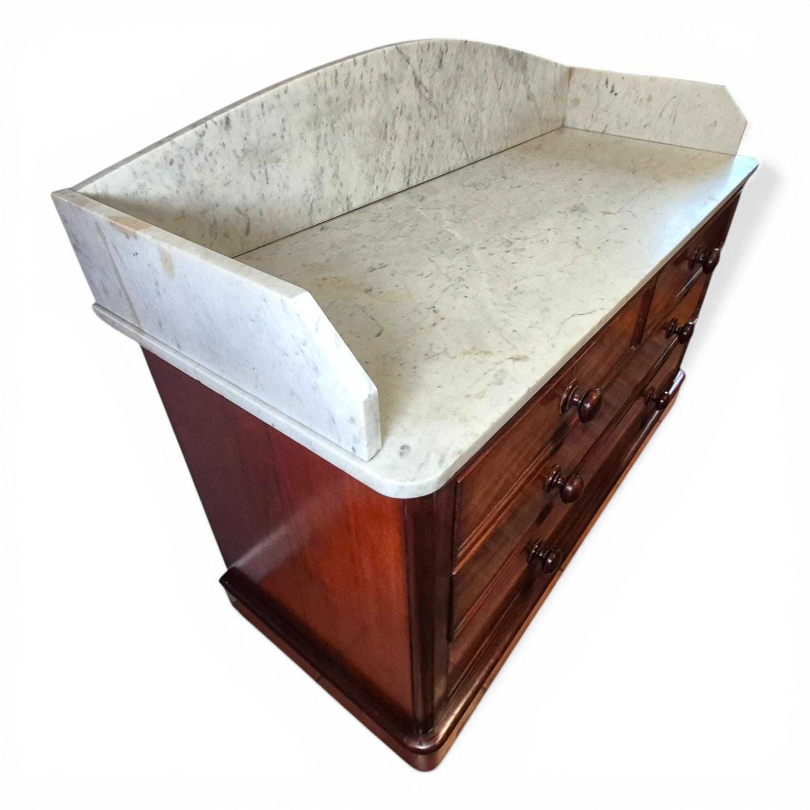 950.0 Antique Victorian Marble Top Sideboard Mahogany Chest Kitchen Unit photo