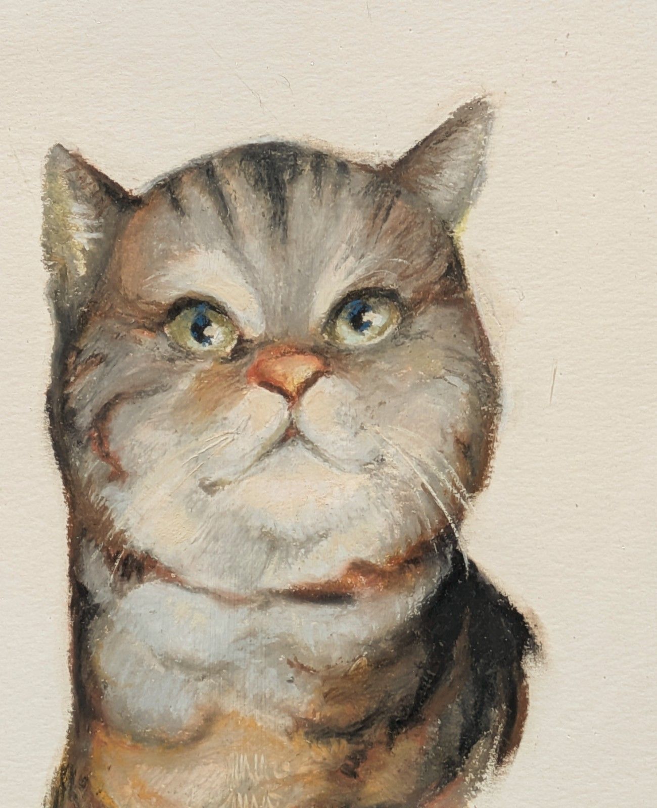 Charming Portrait Of A Stylish Cat In Oil Pastels photo Art