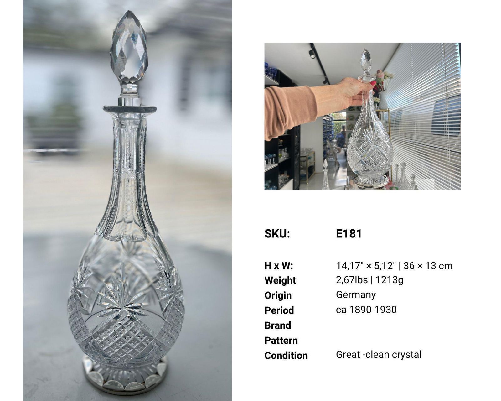 Crystal Decanter | Wine Decanter | 800 Silver Base photo vinterior
