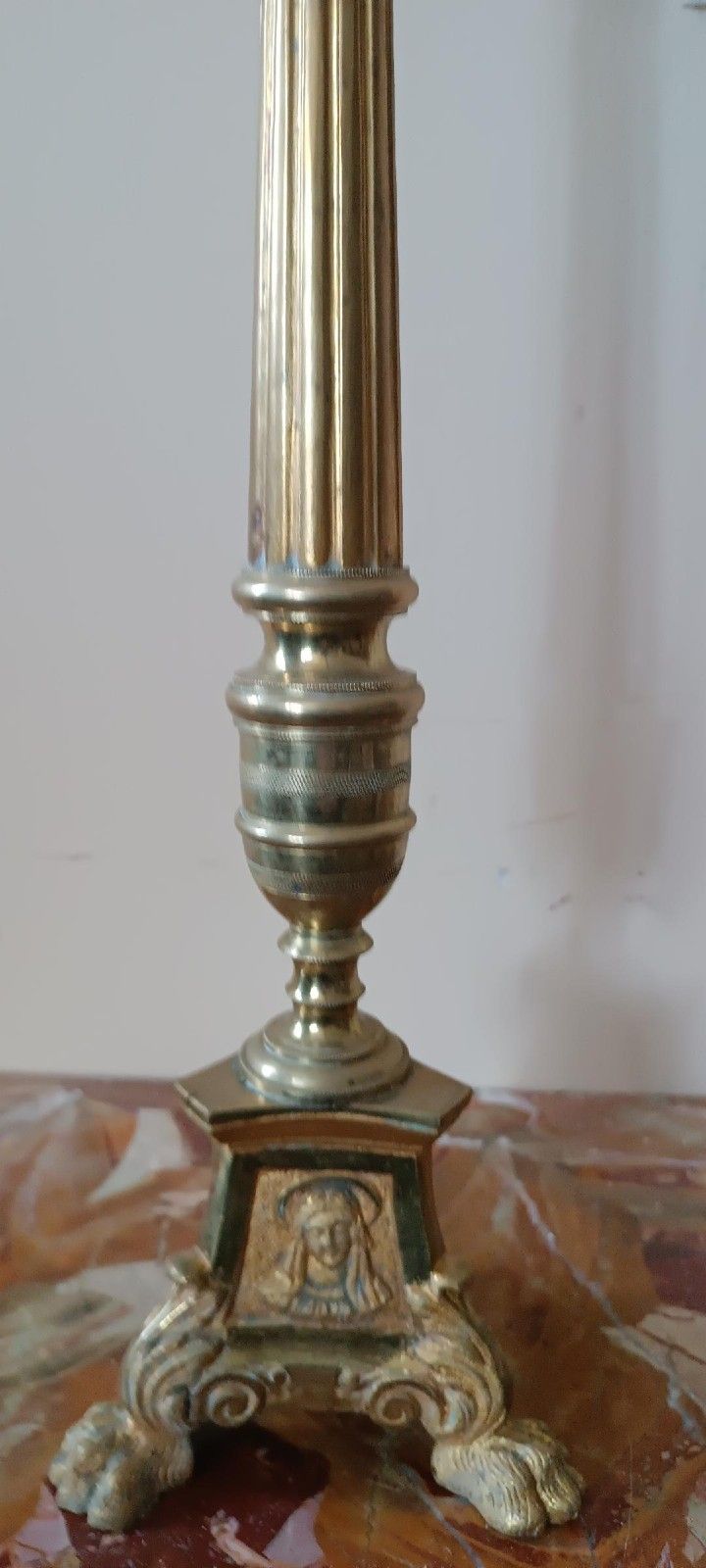 Antique Late 19th Century Gilded Bronze Candlestick photo vinterior